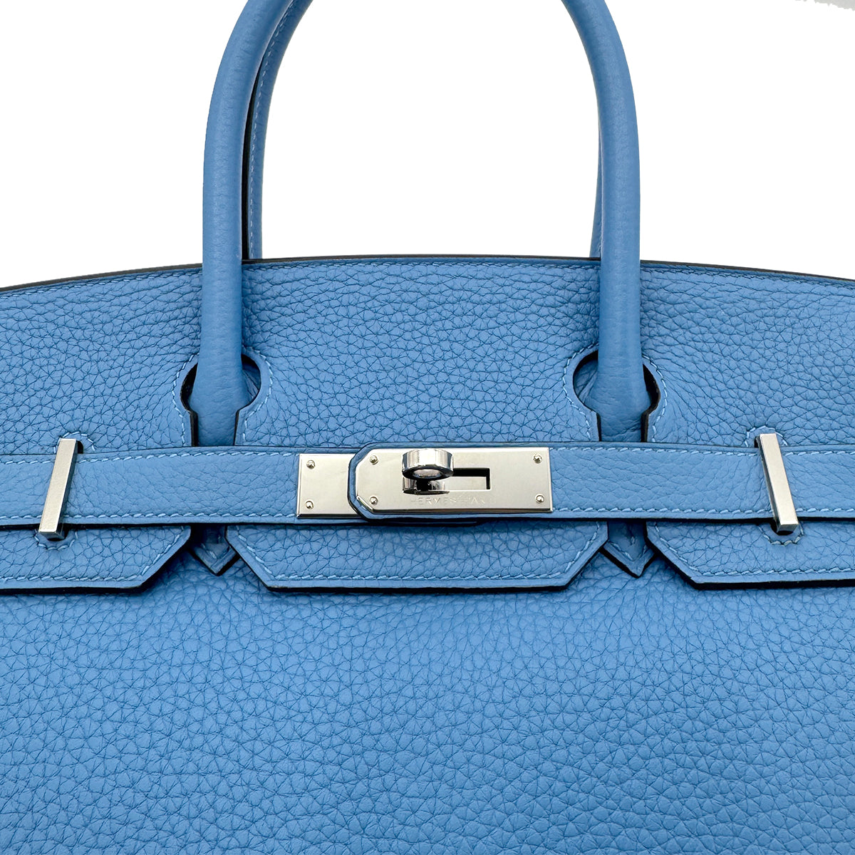 HERMES BIRKIN 30 BLEU PARADIS TAURILLON CLEMENCE HAND BAG □R SHW 90294973