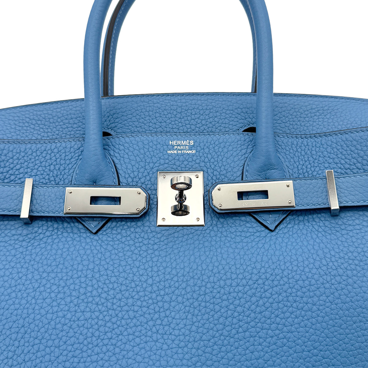 HERMES BIRKIN 30 BLEU PARADIS TAURILLON CLEMENCE HAND BAG □R SHW 90294973