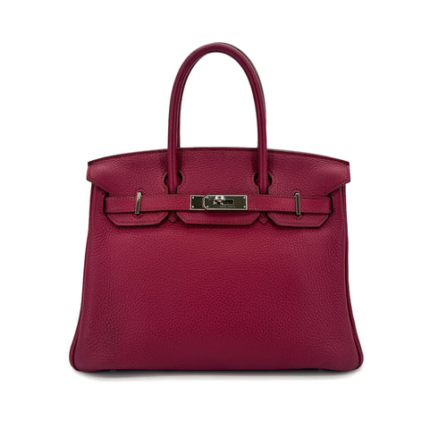 HERMES BIRKIN 30 RUBIS TAURILLON CLEMENCE HAND BAG □N PALLADIUM HARDWARE 90294975 - PURPOSE