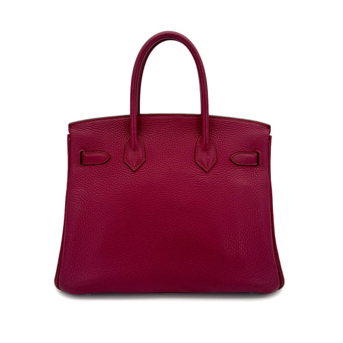 HERMES BIRKIN 30 RUBIS TAURILLON CLEMENCE HAND BAG □N PALLADIUM HARDWARE 90294975 - PURPOSE