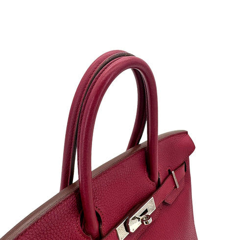 HERMES BIRKIN 30 RUBIS TAURILLON CLEMENCE HAND BAG □N PALLADIUM HARDWARE 90294975 - PURPOSE