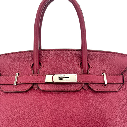 HERMES BIRKIN 30 RUBIS TAURILLON CLEMENCE HAND BAG □N PALLADIUM HARDWARE 90294975 - PURPOSE