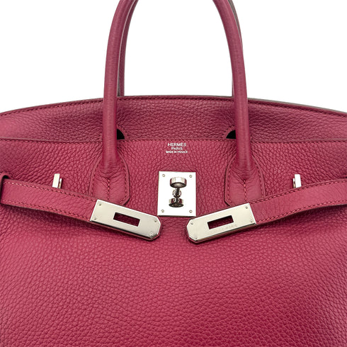 HERMES BIRKIN 30 RUBIS TAURILLON CLEMENCE HAND BAG □N PALLADIUM HARDWARE 90294975 - PURPOSE