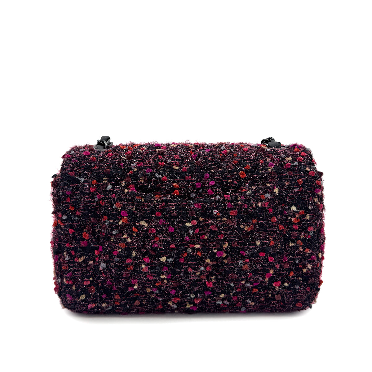 CHANEL MINI MATELASSE 20 CHAIN SHOULDER BAG BLACK PINK TWEED 90294980