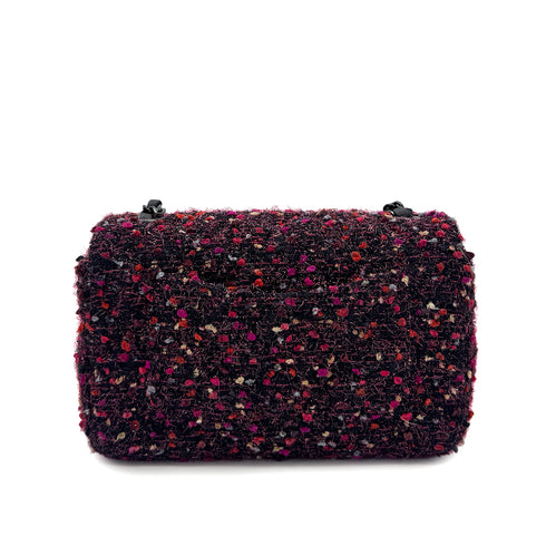 CHANEL MINI MATELASSE 20 CHAIN SHOULDER BAG BLACK PINK TWEED 90294980 - PURPOSE