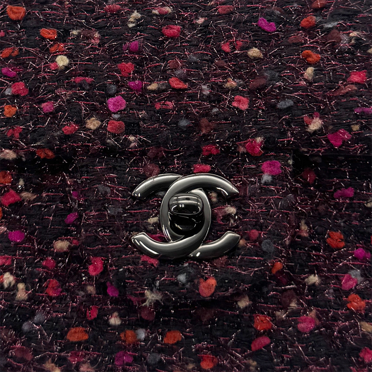CHANEL MINI MATELASSE 20 CHAIN SHOULDER BAG BLACK PINK TWEED 90294980