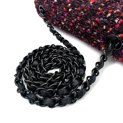 CHANEL MINI MATELASSE 20 CHAIN SHOULDER BAG BLACK PINK TWEED 90294980 - PURPOSE
