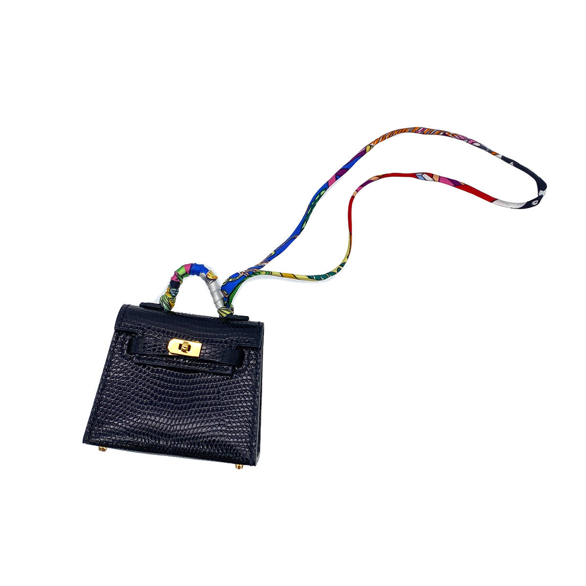 HERMES KELLY TWILLY CHARM BLACK LIZARD Z 90294990