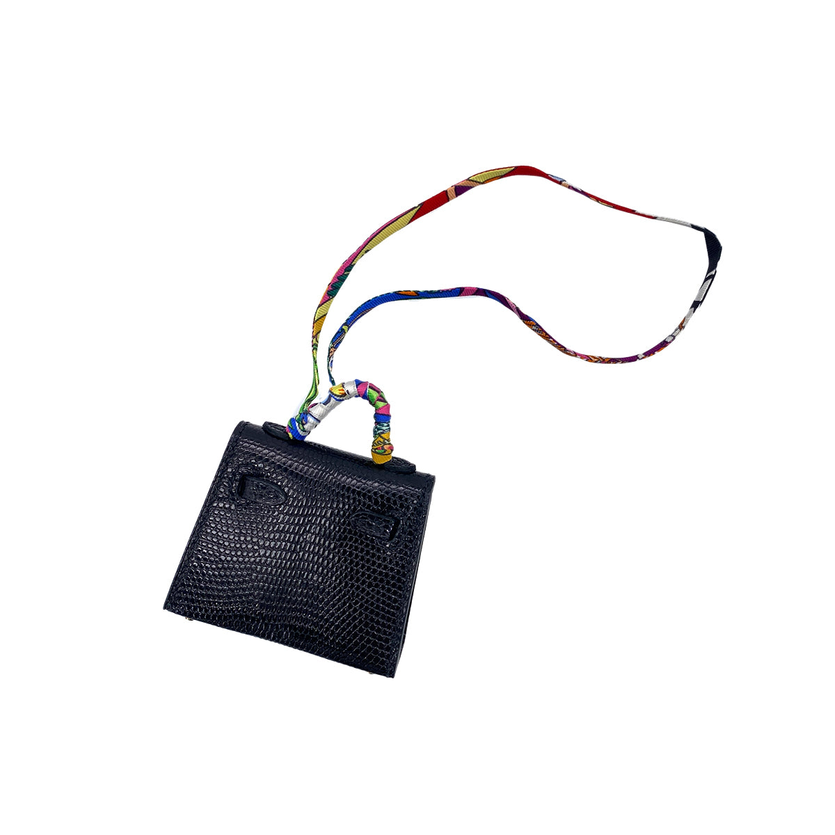 HERMES KELLY TWILLY CHARM BLACK LIZARD Z 90294990