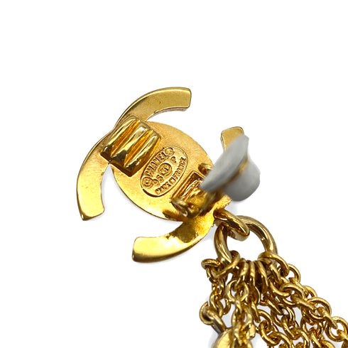 CHANEL VINTAGE SWING EARRINGS TURN LOCK LOGO CHAIN ACCESSORY GOLD 96P 90294998
