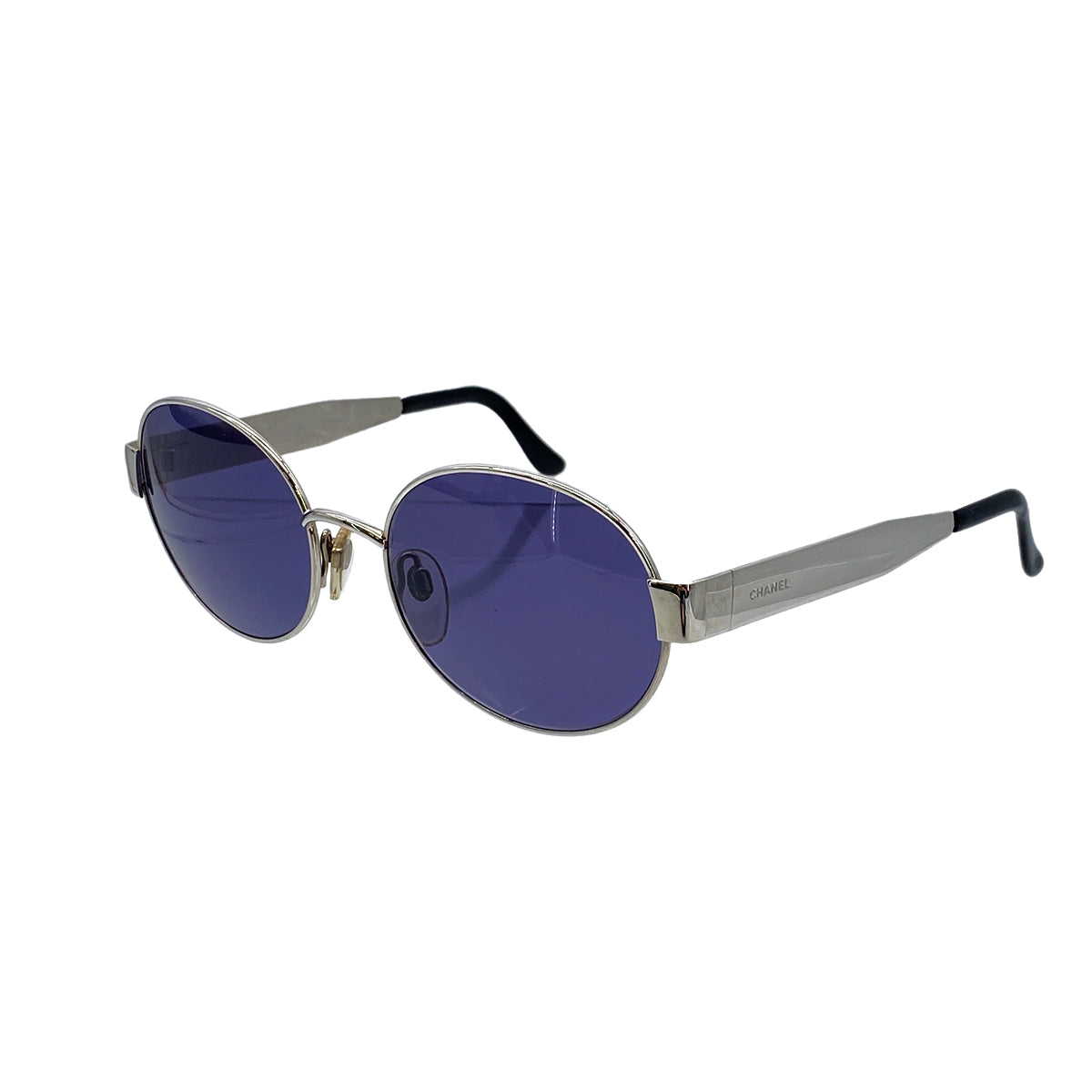 CHANEL VINTAGE SUNGLASSES LOGO BLUE SILVER EYEWEAR 90295006