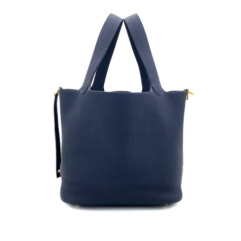 HERMES PICOTIN LOCK MM BLUE NUIT TAURILLON CLEMENCE HAND BAG D GHW 90295099 - PURPOSE