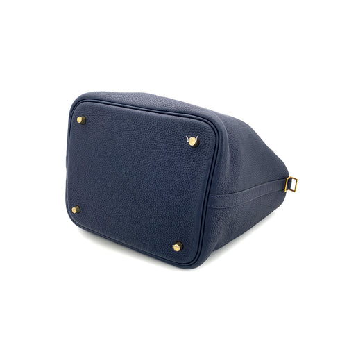 HERMES PICOTIN LOCK MM BLUE NUIT TAURILLON CLEMENCE HAND BAG D GHW 90295099 - PURPOSE