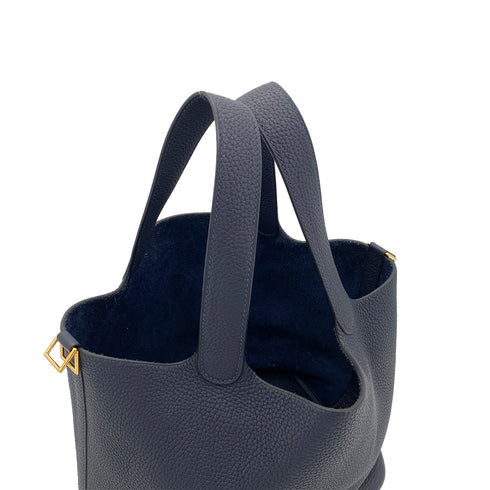 HERMES PICOTIN LOCK MM BLUE NUIT TAURILLON CLEMENCE HAND BAG D GHW 90295099 - PURPOSE