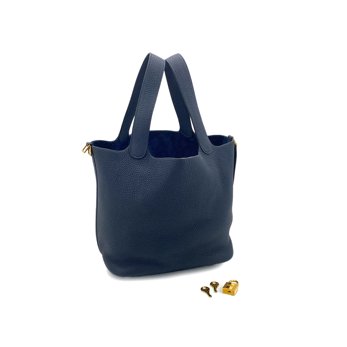HERMES PICOTIN LOCK MM BLUE NUIT TAURILLON CLEMENCE HAND BAG D GHW 90295099