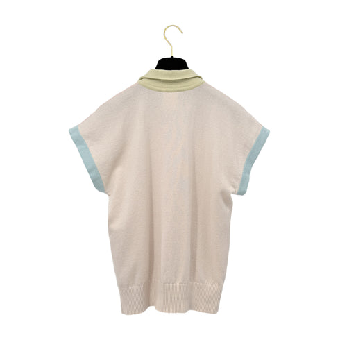 CHANEL COCO BUTTON SHORT SLEEVE KNIT TOPS MULTICOLOR CASHMERE 42 P40 RTW 90295132