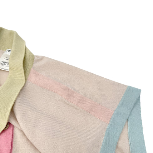 CHANEL COCO BUTTON SHORT SLEEVE KNIT TOPS MULTICOLOR CASHMERE 42 P40 RTW 90295132