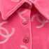 CHANEL VINTAGE COCOMARK VELOR SHORT SLEEVE TOPS COCO BUTTON PINK COTTON RTW 90295133