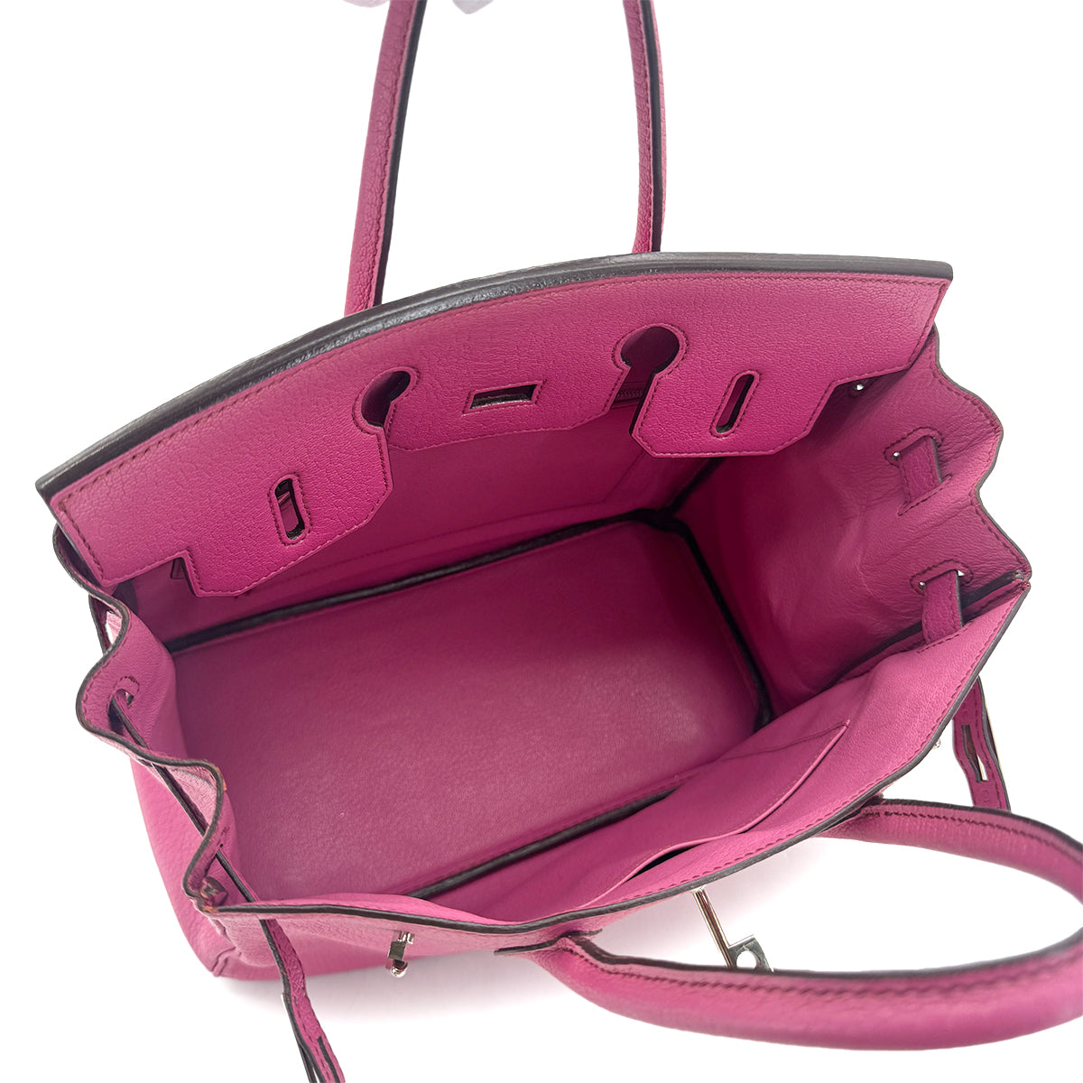 HERMES HAUT A COURROIES 28 FUCHSIA CHEVRE COROMANDEL HAND BAG ▢J SHW 90295278