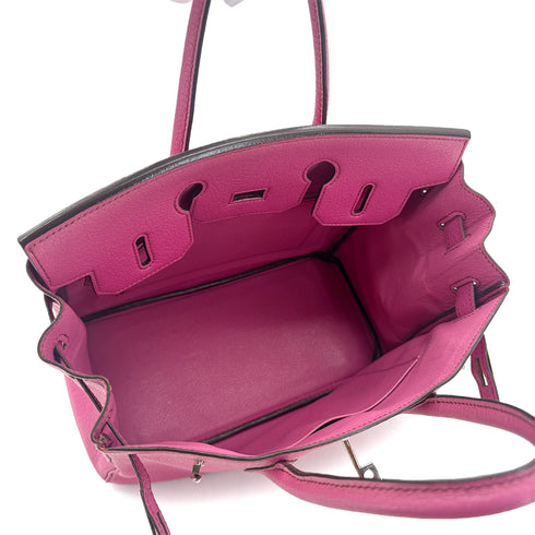 HERMES HAUT A COURROIES 28 FUCHSIA CHEVRE COROMANDEL HAND BAG ▢J SHW 90295278 - PURPOSE