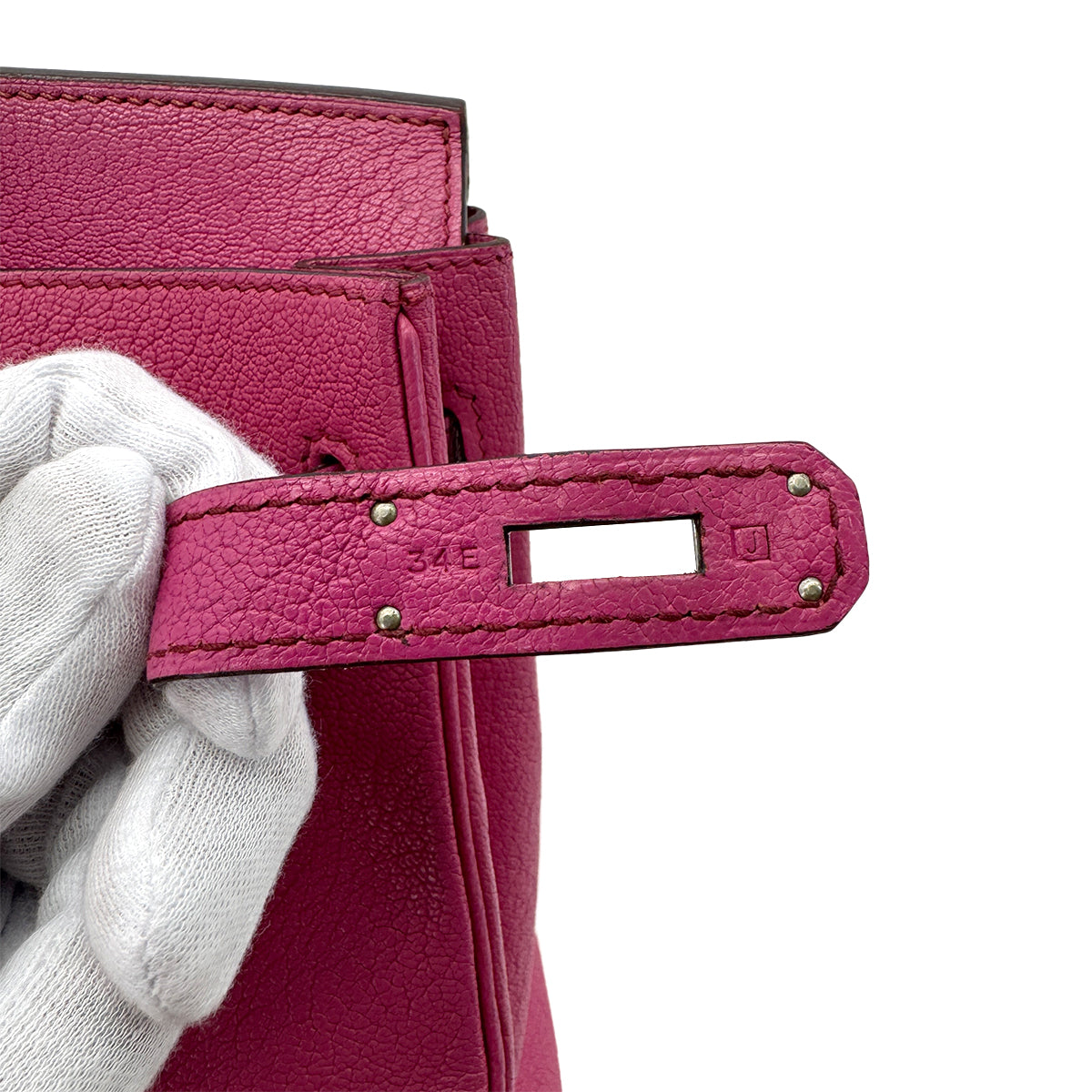 HERMES HAUT A COURROIES 28 FUCHSIA CHEVRE COROMANDEL HAND BAG ▢J SHW 90295278