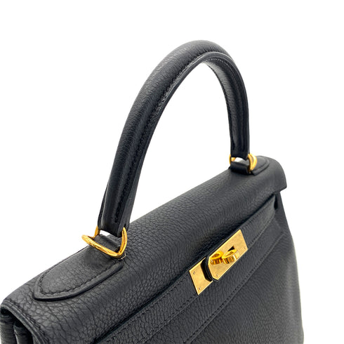 HERMES KELLY 28 RETOURNE BLACK TOGO HAND SHOULDER BAG T GHW 90295280 - PURPOSE