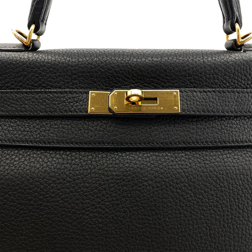 HERMES KELLY 28 RETOURNE BLACK TOGO HAND SHOULDER BAG T GHW 90295280 - PURPOSE