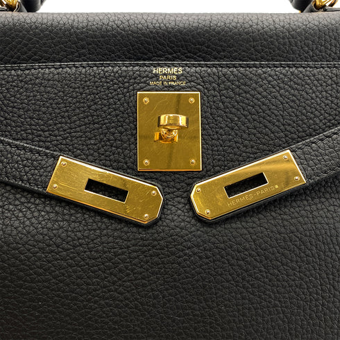 HERMES KELLY 28 RETOURNE BLACK TOGO HAND SHOULDER BAG T GHW 90295280 - PURPOSE