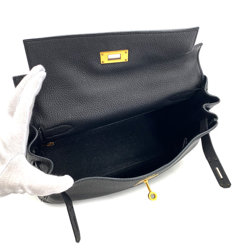 HERMES KELLY 28 RETOURNE BLACK TOGO HAND SHOULDER BAG T GHW 90295280 - PURPOSE