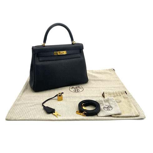 HERMES KELLY 28 RETOURNE BLACK TOGO HAND SHOULDER BAG T GHW 90295280 - PURPOSE