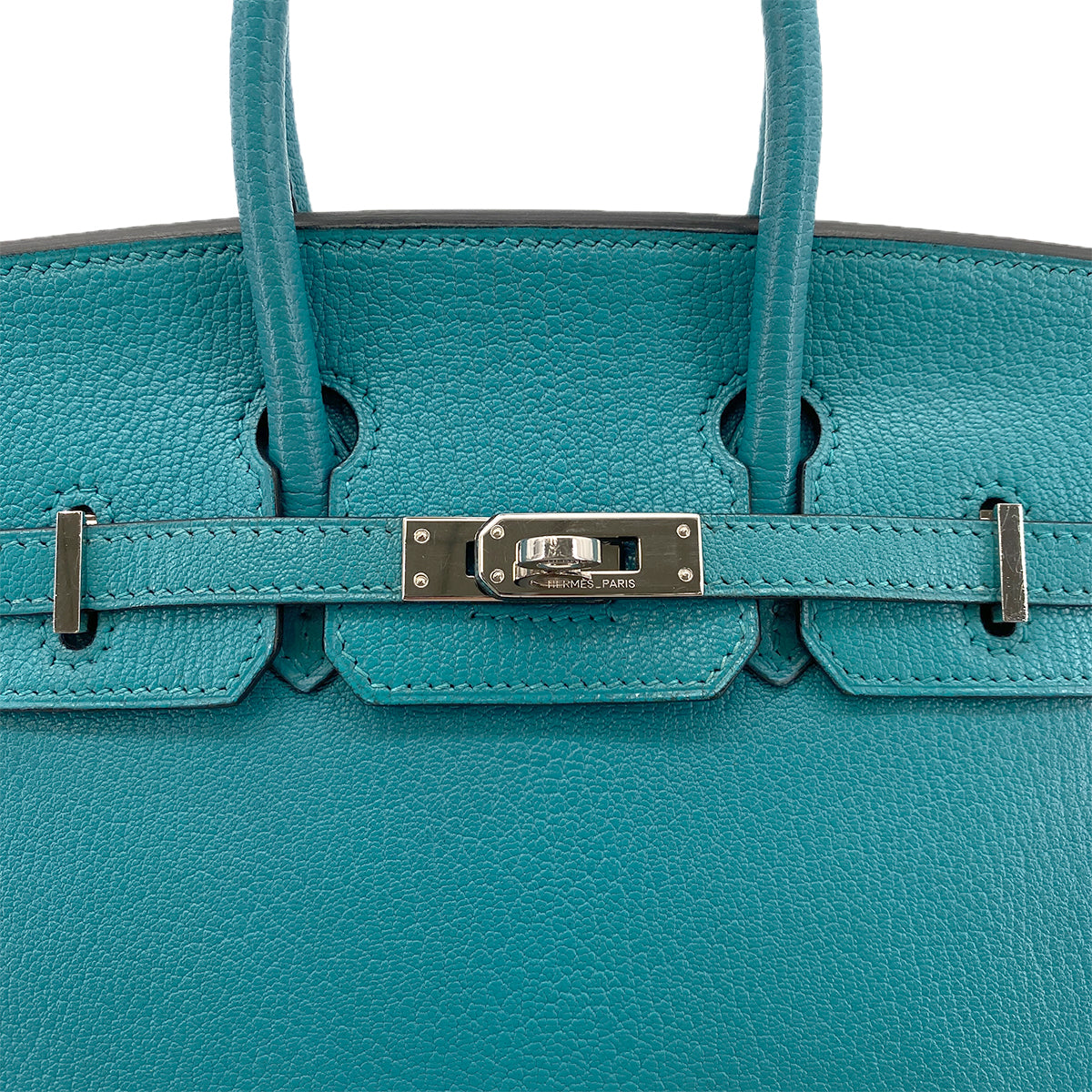 HERMES BIRKIN 25 TURQUOISE CHEVRE MYSORE HAND BAG □I SHW 90295282