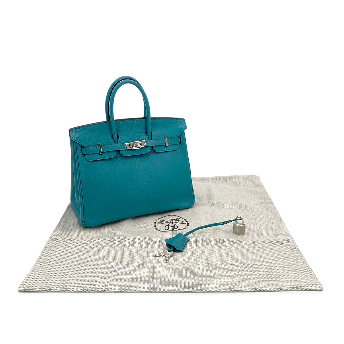 HERMES BIRKIN 25 TURQUOISE CHEVRE MYSORE HAND BAG □I SHW 90295282