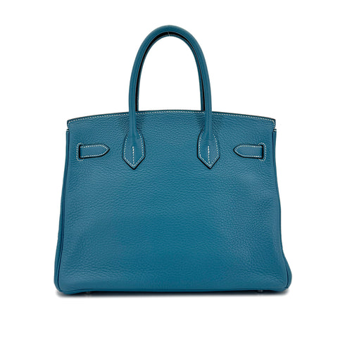 HERMES BIRKIN 30 BLEU JEAN TAURILLON CLEMENCE HAND BAG □K SHW 90295400 - PURPOSE