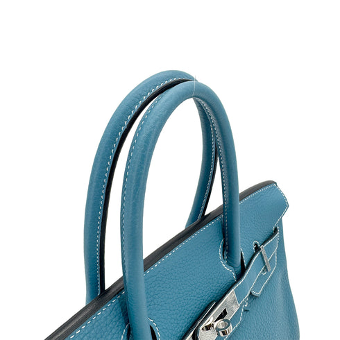 HERMES BIRKIN 30 BLEU JEAN TAURILLON CLEMENCE HAND BAG □K SHW 90295400 - PURPOSE