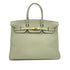 HERMES BIRKIN 35 LIGHT GREEN TAURILLON CLEMENCE HAND BAG ▢G GOLD HARDWARE 90295401 - PURPOSE