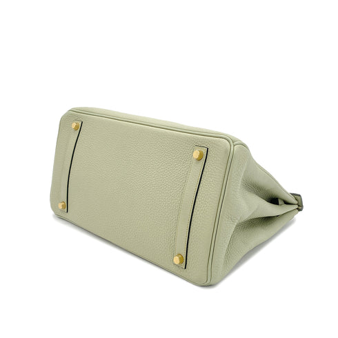 HERMES BIRKIN 35 LIGHT GREEN TAURILLON CLEMENCE HAND BAG ▢G GOLD HARDWARE 90295401 - PURPOSE