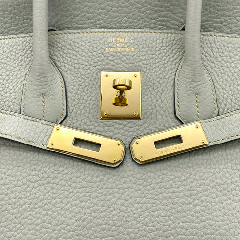 HERMES BIRKIN 35 LIGHT GREEN TAURILLON CLEMENCE HAND BAG ▢G GOLD HARDWARE 90295401 - PURPOSE
