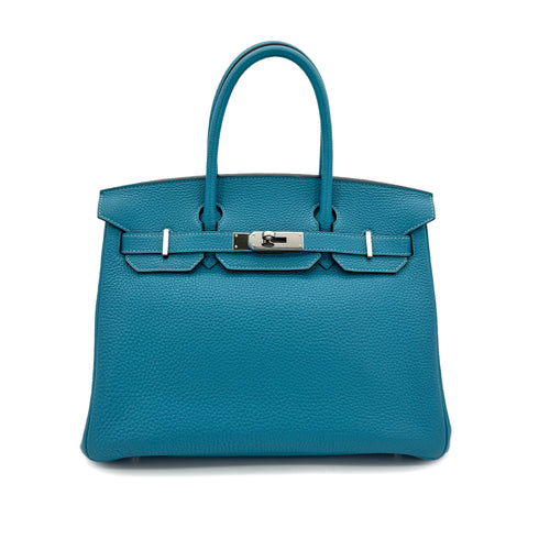 HERMES BIRKIN 30 TURQUOISE TOGO HAND BAG □R SHW 90295403 - PURPOSE