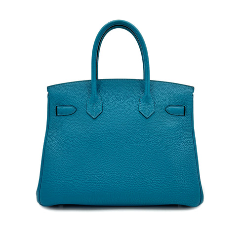 HERMES BIRKIN 30 TURQUOISE TOGO HAND BAG □R SHW 90295403 - PURPOSE