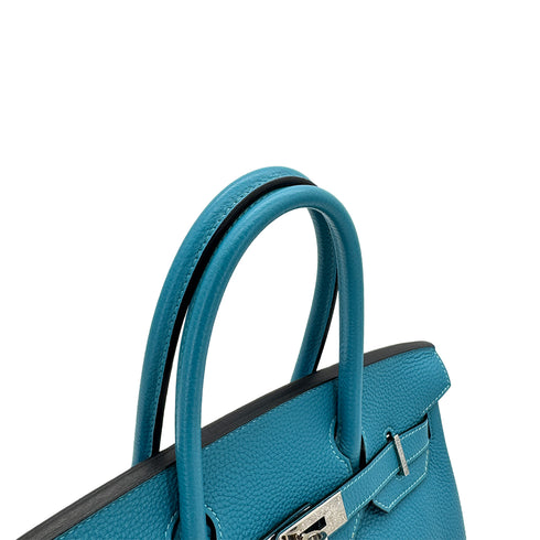 HERMES BIRKIN 30 TURQUOISE TOGO HAND BAG □R SHW 90295403 - PURPOSE