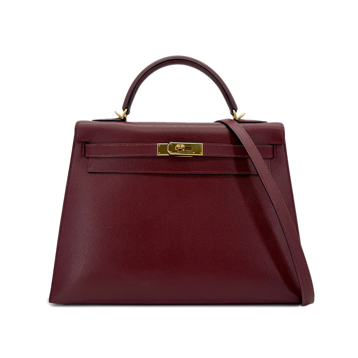 HERMES KELLY 32 SELLIER ROUGE H COUCHVEL HAND SHOULDER BAG □D GHW 90295404