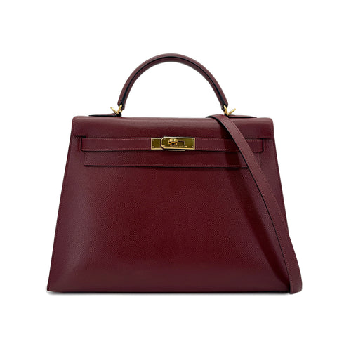 HERMES KELLY 32 SELLIER ROUGE H COUCHVEL HAND SHOULDER BAG □D GHW 90295404 - PURPOSE