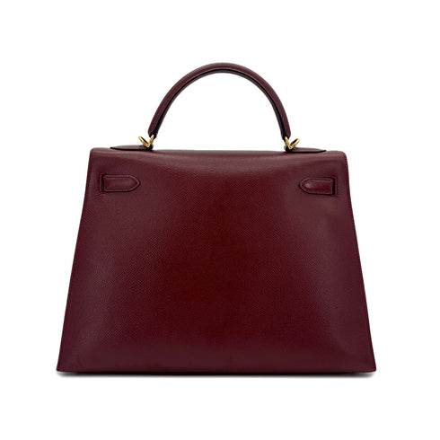 HERMES KELLY 32 SELLIER ROUGE H COUCHVEL HAND SHOULDER BAG □D GHW 90295404 - PURPOSE
