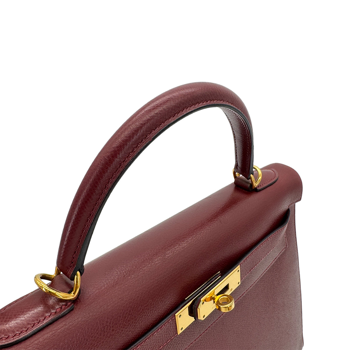 HERMES KELLY 32 SELLIER ROUGE H COUCHVEL HAND SHOULDER BAG □D GHW 90295404