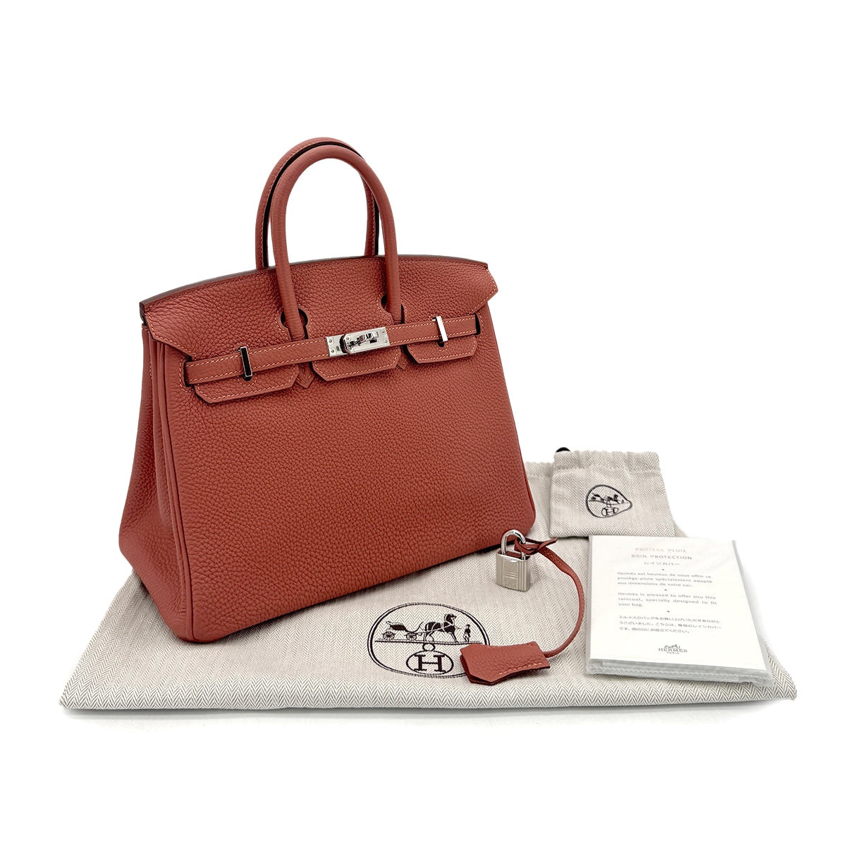 HERMES BIRKIN 25 ROSY TOGO HAND BAG □R SHW 90295405