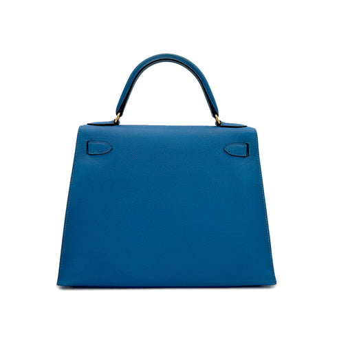 HERMES KELLY 28 SELLIER BLEU FRANCE VEAU EPSOM HAND SHOULDER BAG □O GHW 90295407 - PURPOSE