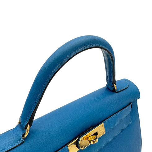 HERMES KELLY 28 SELLIER BLEU FRANCE VEAU EPSOM HAND SHOULDER BAG □O GHW 90295407 - PURPOSE