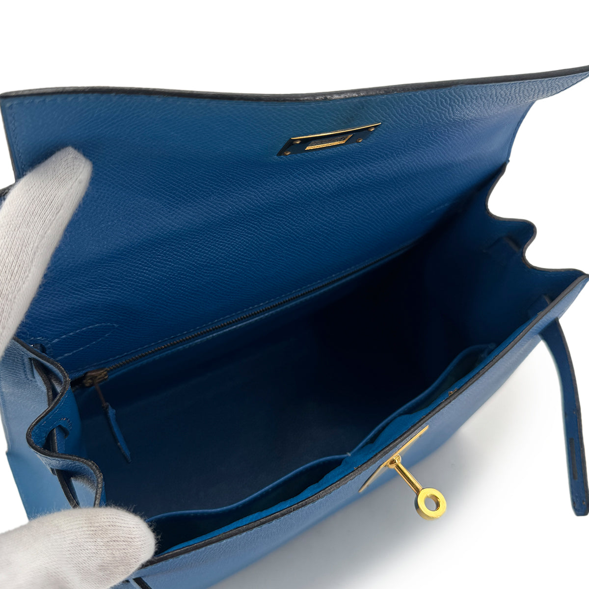 HERMES KELLY 28 SELLIER BLEU FRANCE VEAU EPSOM HAND SHOULDER BAG □O GHW 90295407