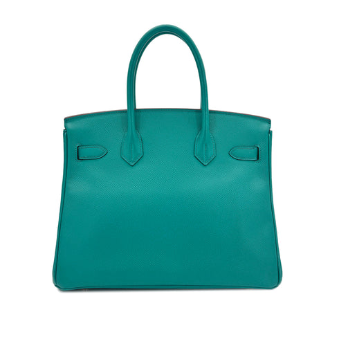 HERMES BIRKIN 30 VERSO BLUE PAON ROSE TYRIEN VEAU EPSOM HAND BAG □Q SPO GHW 90295408 - PURPOSE