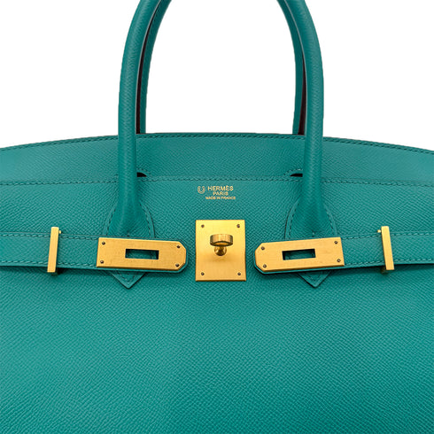 HERMES BIRKIN 30 VERSO BLUE PAON ROSE TYRIEN VEAU EPSOM HAND BAG □Q SPO GHW 90295408 - PURPOSE